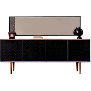 Sideboard mit Spiegel Design Moderne Kommoden Holz JVmoebel - Schwarz