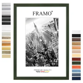 FRAMO Holz Bilderrahmen 50 x 75 cm nach Maß - Grün gewischt | Farbe/Größe wählbar | inkl. entspiegeltes Acrylglas | Rahmen für Puzzle | Foto | Poster