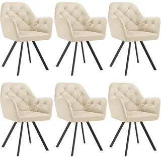 Tectake tectake® Drehbarer Samt-Armlehnstuhl, gepolstert, mit Steppmuster, 180° drehbar, schlanke Stahlbeine, 58 x 58 x 87 cm