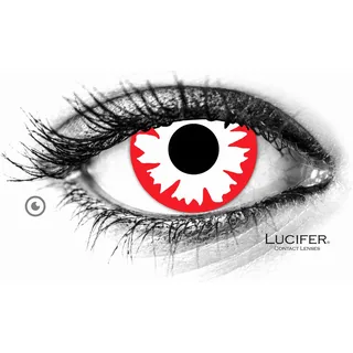 Lucifer® White Demon Farbige Kontaktlinsen - 2 Stück (1 Paar), Ohne Sehstärke
