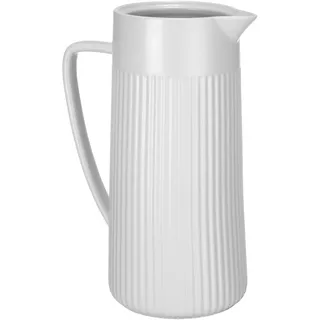 Karaffe "REFIA", weiß, B:16,5cm H:22cm T:10,5cm Ø:10,5cm, Steinzeug, SCHÖNER WOHNEN-KOLLEKTION, Karaffen, Karaffe, Keramik Krug, 1,25l mit eleganter Rifferlung