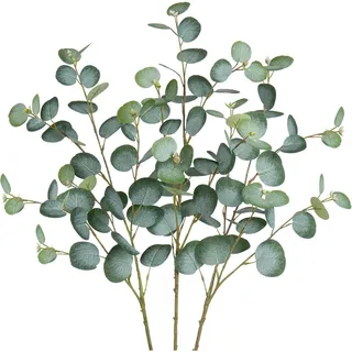 3er Set Künstliche Eukalyptus Zweige 81CM Dekozweige Kunstpflanze Frosted Grüne Blätter