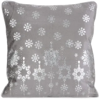 Eurofirany Kissenbezüge Kissenhüllen Couchkissenbezüge Sofakissenbezüge Weihnachten Christmas Schneeflocken Dekorationskissen Doppelpack 2er Set Kopfkissenbezüge