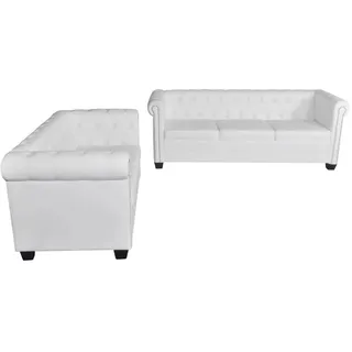 vidaXL Chesterfield-Sofas 2-Sitzer und 3-Sitzer Kunstleder Weiß