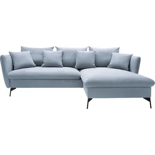 OTTO home Ecksofa »LIVORNO,258 cm, L-Form,« Schlaffunktion u. Bettkasten (139/224cm), Samt, Struktur, Webstoff, blau