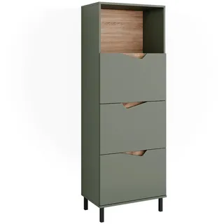 Vicco Kommode Marelle Grün/Artisan 60 x 169.5 cm mit 4 Fächern , Grün, Eiche Artisan , Holzwerkstoff , Rechteckig , 60x169.5x38 cm , Kleinmöbel, Kommoden, Kommoden