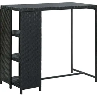 vidaXL Bartisch mit Regal Schwarz 120x60x110 cm Poly Rattan - Stehtisch - Stehtische - Kneipentisch - Kneipentische - Schwarz