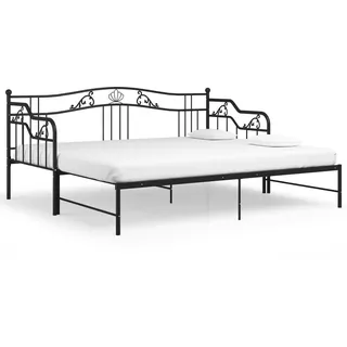 vidaXL Ausziehsofa Bettgestell Schwarz Metall 90/200 Cm , Rechteckig , 90x200 cm , Schlafzimmer, Betten