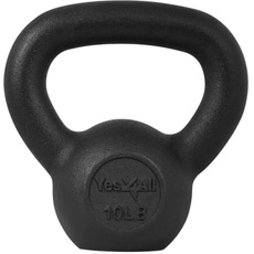 Yes4All Kugelhantel Gewichte Set aus massivem Gusseisen-Ideal für Ganzkörpertraining und Krafttraining-Kettlebell 4,5 kg, B. Schwarz-4.5kg