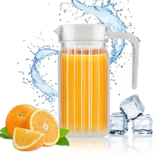 Saftkrug, Wasserkrug Mit Deckel, Karaffe Mit Deckel, Wasserkaraffe Wasserkanne Wasser Krug Kühlschrankkrug Acryl transparent Saftflaschen Wasser Eis Kalt Saftkrug Eiswasserkrug für Getränke & Wein