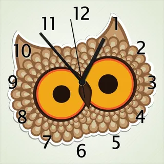Wallario Design Wanduhr Lustige Comic Eule mit großen Augen aus Echtglas, Größe 30 x 30 cm - Grün