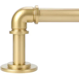 OLV Goldene industrielle Gardinenstangen für Fenster, 168 bis 300 cm, 2,5 cm Durchmesser, Verdunkelung, verstellbar, strapazierfähig, für drinnen und draußen