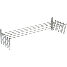 Ausziehbarer Wäscheaufhänger mit Stahlstreifen und 5 Stäben aus Edelstahl 18/10 von 120 cm Länge