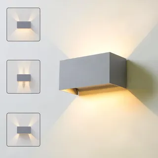 CELAVY LED Wandleuchte Wandlampe innen aussen, Außenlampe Außenleuchte Wand IP65 Modern Aussenleuchte UP Down Außenwandleuchte Ausenbeleutung Außenbeleuchtung Hauswand Terrasse, Hellgrau