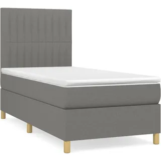 vidaXL Boxspringbett mit Matratze Dunkelgrau 90x200 cm Stoff - Grau