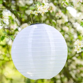 LUMILED Solar Lampions Außen, 4x wetterfest Solarlaterne Laterne, Ø20cm LED Lampion Solarleuchte IP44 Kugel weiß Hängend Dekorative wetterfest - Weiß