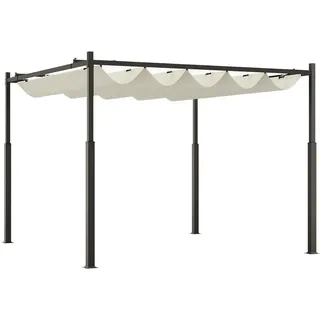 Outsunny Pergola aus Metall ca. 3x3m , Creme , 298x230x298 cm , Sonnenschutz, Pavillons