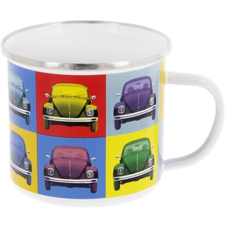 BRISA VW Collection - Volkswagen Große Emaille Kaffee-Tee-Tasse-Becher-Haferl für Camping & Outdoor Käfer (500 ml/Multicolor/Bunt)