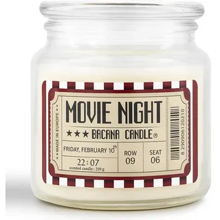 Bacana Candle - Duftkerze im Glas - Duftkerze im Glasgefäß mit Deckel - Originelle Kerze als Geschenk - 560 Gramm, 80-110 Stunden Brenndauer - Movie Night