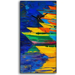 Leinwand Wanduhr Wandkunst Uhr 30x60 Foto Bild Malerei Boote wasser bunt - schwarze Hände