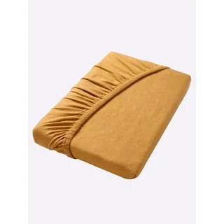 Spannbettlaken IRISETTE Gr. 2, gold (goldfarben), B/L: 160cm x 200cm, 1 Stk., Frottee, 25cm, Frottee, 75% Baumwolle, 25% Polyester, Bettlaken, Spannbettlaken