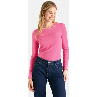 Langarmshirt LIEBLINGSSTÜCK "KyraEP", Damen, Gr. 3XL, lovely pink, Rippware, Obermaterial: 95% Baumwolle, 5% Elasthan, unifarben, hüftbedeckend, Rundhals, gewellter Abschluss, Shirts Langarmshirt, mit gewellten Saumabschlüssen