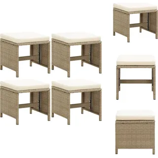 vidaXL Gartenhocker 4 Stk. mit Sitzkissen Poly Rattan Beige - Gartenstühle - Beige