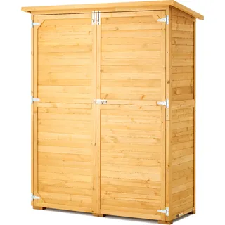 VEVOR Geräteschuppen 1400 x 600 x 1715 mm, großer Werkzeugschrank aus Holz, doppelt verschließbare Türen, Gerätehaus, Gartenschrank
