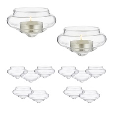 Bild Schwimmwindlicht, 12er Set, Teelichthalter Glas, H x D: 4,5 x 8 cm, Schwimmschalen für Teelichter, transparent