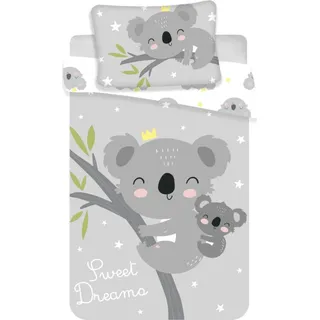 Koala Kinderbettwäsche 100×135cm, 40×60 cm - Weiß, Grau