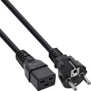 InLine Netzkabel 16A, Schutzkontakt gerade auf Kaltgerätestecker IEC320/C19, 1m
