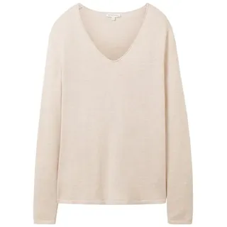 Tom Tailor Basic Pullover mit V-Ausschnitt Beige L