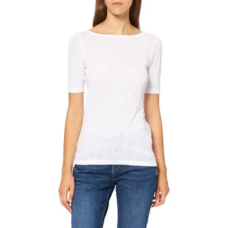 Marc O'Polo Damen T-Shirt aus Bio-Baumwolle mit U-Boot-Ausschnitt, Weiß (White), XXS