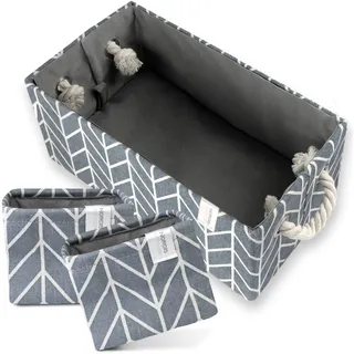NORDIS DESIGN Aufbewahrungskörbe 3er Set "Niclas", faltbare Aufbewahrungsbox aus Stoff als Aufbewahrungskorb, Bad Organizer Box, Aufbewahrung Wickelkommode, Schubladen Körbe & Schrankkorb grau