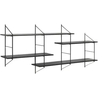 Lomoco Regal , Schwarz , Holz, Metall , Paulownia , massiv , 191x79x25.5 cm , Reach , Wohnzimmer, Regale, Bücherregale