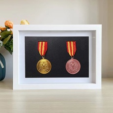 Medaillenständer,Präsentationsbox,2 Medaillen,3D-Mehrzweck-Medaillen-Vitrine, perfekte Medaillen-Auslage für Laufen, Marathon, Gymnastik und alle Sportarten, Militärmedaillen, Abzeichen, A4.