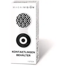 Magnivision Kontaktlinsenbehälter mit Links-Rechts-Markierung im modernen Schwarz-Weiß Design, Kontaktlinsen Behältnis zur hygienischen Aufbewahrung von harten & weichen Kontaktlinsen | Moden-Style