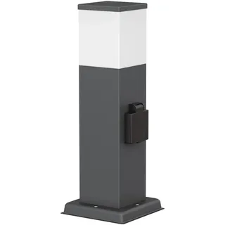 ledscom.de Wegelicht/Pollerleuchte POLLY für außen, IP44, 35 cm, anthrazit, 1x G9 max. 10W, Steckdose