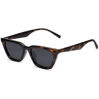SOJOS Cateye Sonnenbrille Damen Polarisiert Vintage Retro Eckig Coole Frauen Schmale UV400 Schutz Klassische Outdoor Moderne Sonnenbrillen SJ2169 mit Schildpatt Rahmen/Graue Linse