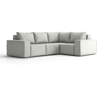 Kaiser Möbel Gartenecksofa Für Den Garten Sonne Hellgrau Links , Holz , Füllung: Komfortschaum , L-Form , 246x73x181 cm , Gartenmöbel, Loungemöbel, Gartensofas & Loungesofas