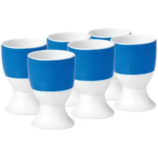 Van Well Eierbecherset , Blau, Weiß , Keramik , 6-teilig , rund , 16.5x7x11 cm , Geschirr, Tischkultur & Serviergeschirr, Eierbecher