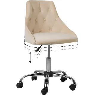 BELIANI  Arbeitshocker Beige aus Samtstoff Bürostuhl mit Rollen Elegant Klassisch - Beige, Schwarz, Silber