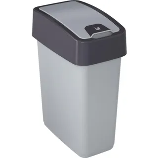 keeeper Premium Abfallbehälter mit Flip-Deckel, Soft Touch, 10 l, Magne, Silber