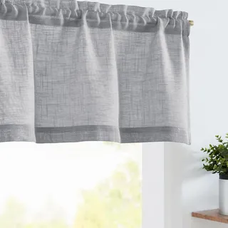 TOPICK Sheer Scheibengardine Grau Voile Bistrogardine Transparent Kurz Gardine Gaze Schals Fensterschal für Küche Wohnzimmer kleine Fenster Landhaus 2 Stück 130B x 40H(cm)