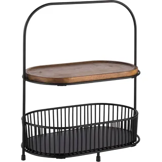 APS 2-stufige Etagère/ Serviergestell, mit Körben und Servierbrettern, 30336 Schwarz