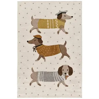 Atticgo Kinderteppich Weiß Beats 120/170 cm , Weiß, Multicolor , Textil , Tiere , Rechteckig , 120x170 cm , Oeko-Tex® Standard 100 , antistatisch, für Fußbodenheizung geeignet, pflegeleicht , Teppiche und Böden, Teppiche, Kinderteppiche