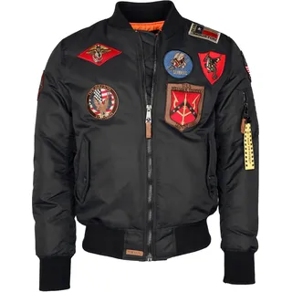 Top Gun Bomberjacke »Bomberjacke im Pilotenstil mit Patches TG20191053«, schwarz,
