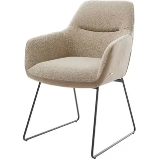 DeLife Esszimmerstuhl Pejo-Flex Materialmix Schlamm Kufengestell Schwarz Taschenfederkern