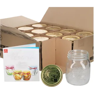 12er Set Quattro Stagioni Glas 0,70l Vorratsglas Einmachglas Einkochglas incl. Bormioli Rezeptheft