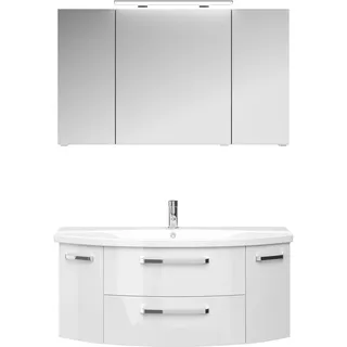 Saphir Badmöbel-Set »Serie 4010 2-teilig Keramik-Waschtisch mit LED-Spiegelschrank« Set, weiß